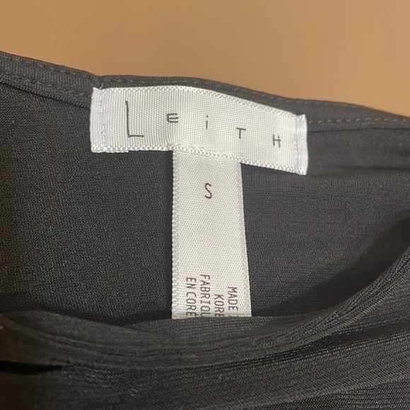 Leith double scoop neck black bodysuit long sleeve Sz S NWT - Picture 3 of 8